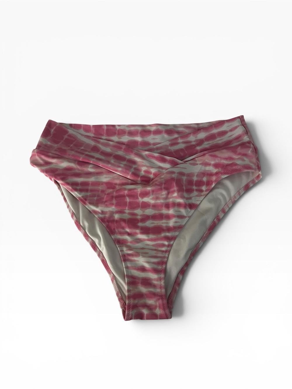 PINK Victoria's Secret High-Rise Tie-Dye Bikini Bottom - Pink & White